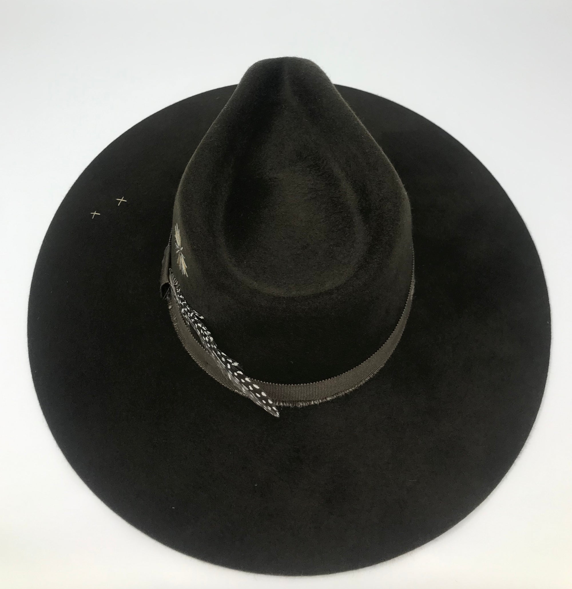 VERONA FEDORA in OLIVE WITH EMBROIDERY