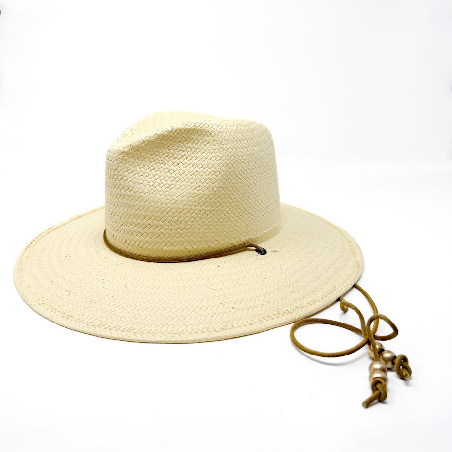 Sedona packable straw fedora with neck tie in color shell