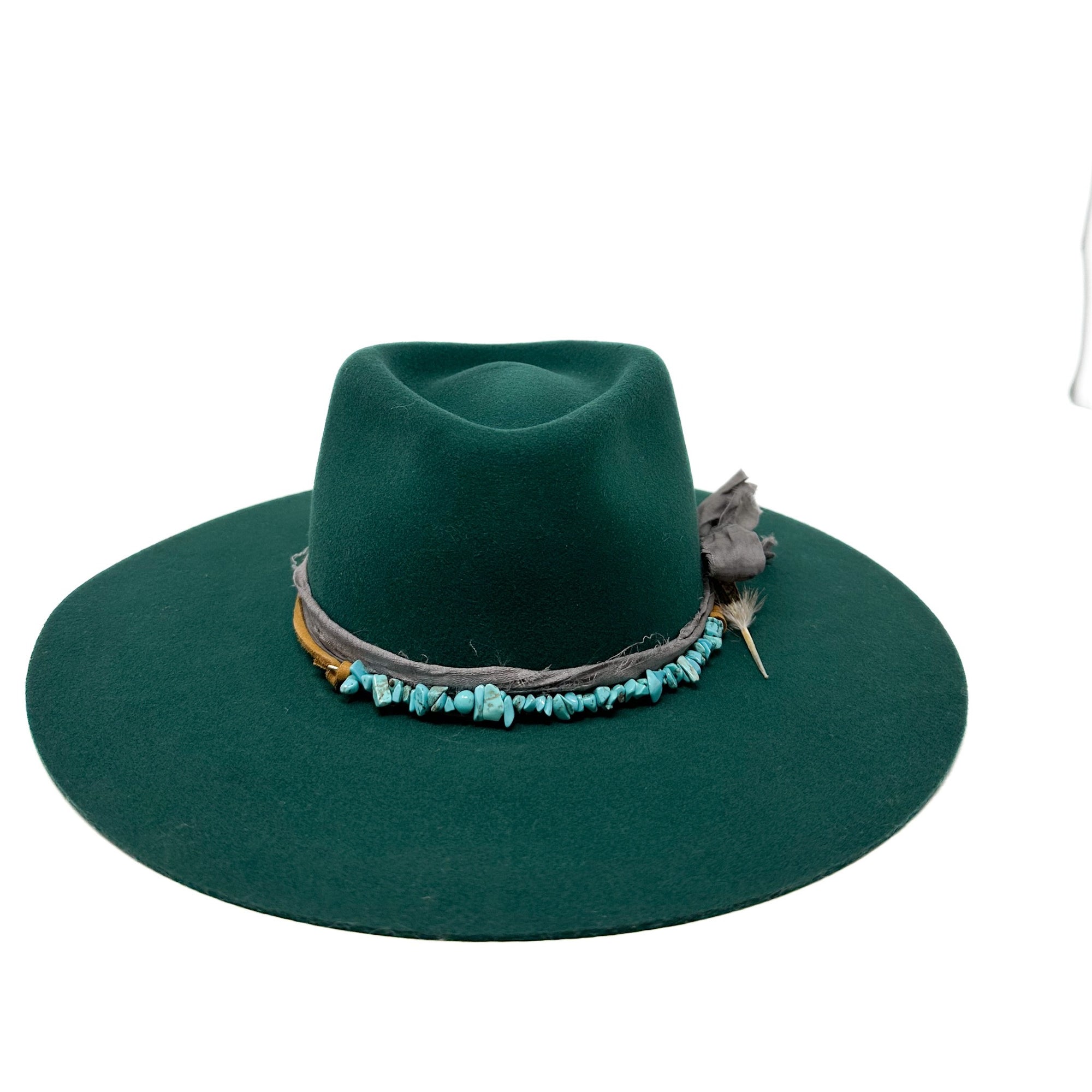 Montana fedora emerald green with removable turquoise hat band