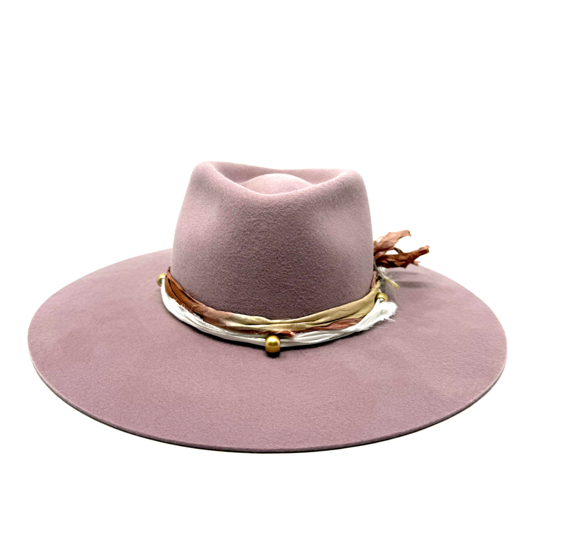 Montana wide brim fedora in quartz pink