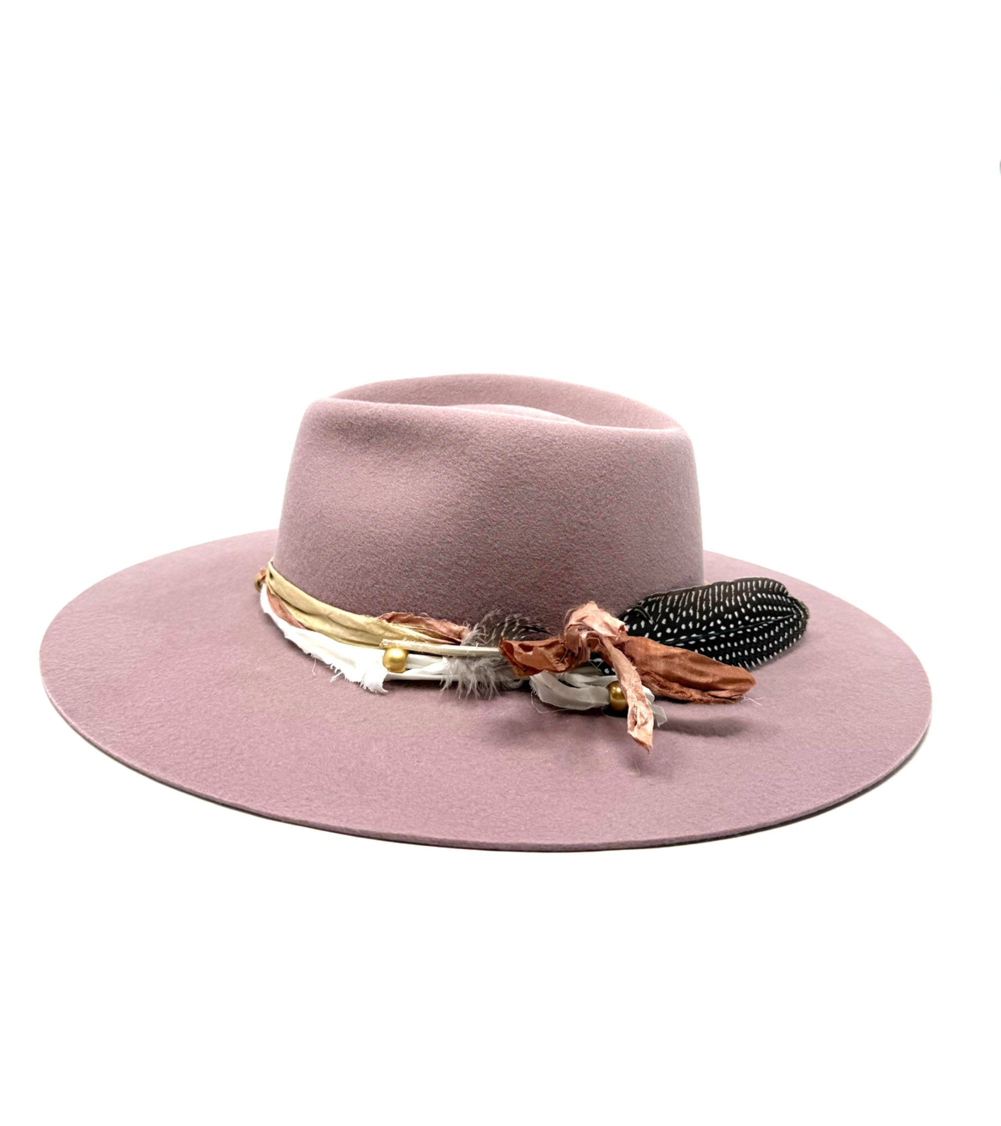 Montana wide brim fedora in quartz pink
