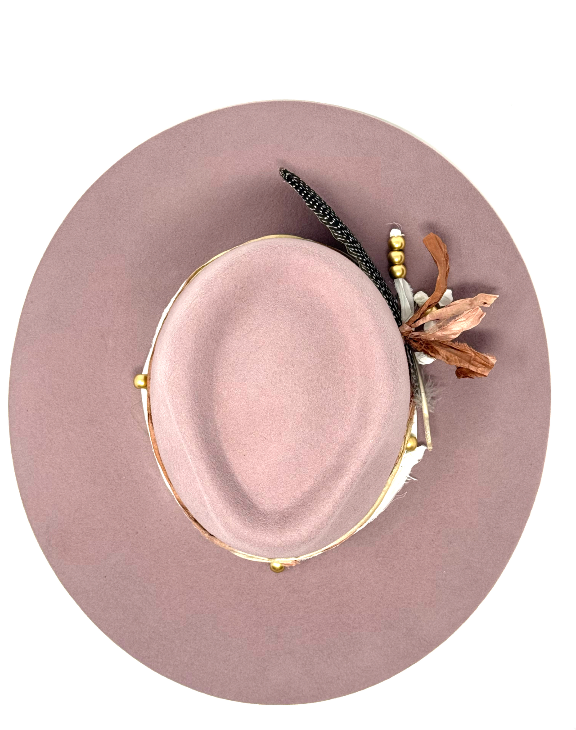 Montana wide brim fedora in quartz pink