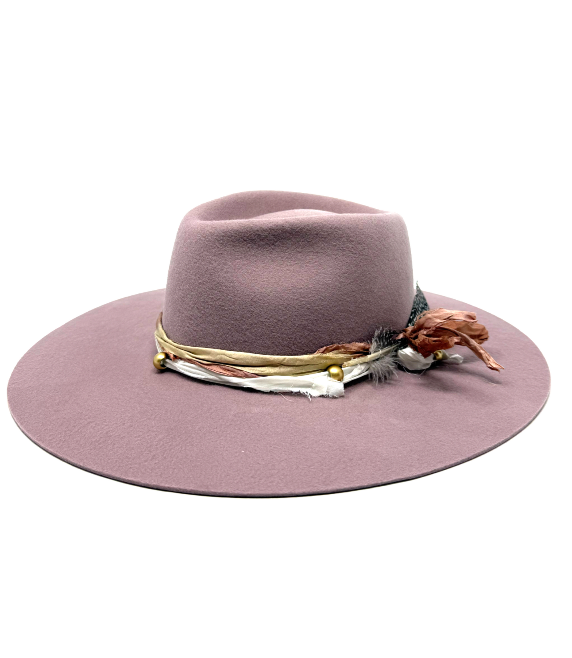 Montana wide brim fedora in quartz pink