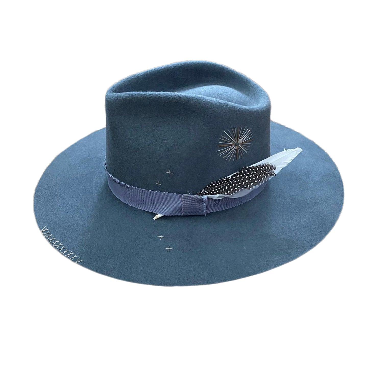VERONA FEDORA in CHAMBRAY WITH EMBROIDERY