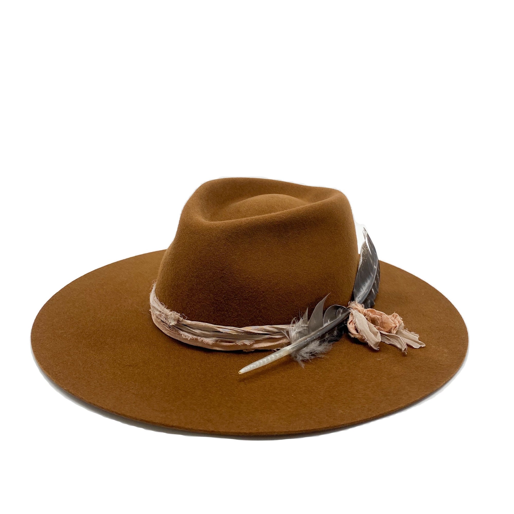 MONTANA FEDORA IN WHISKY with wrapped vintage silks