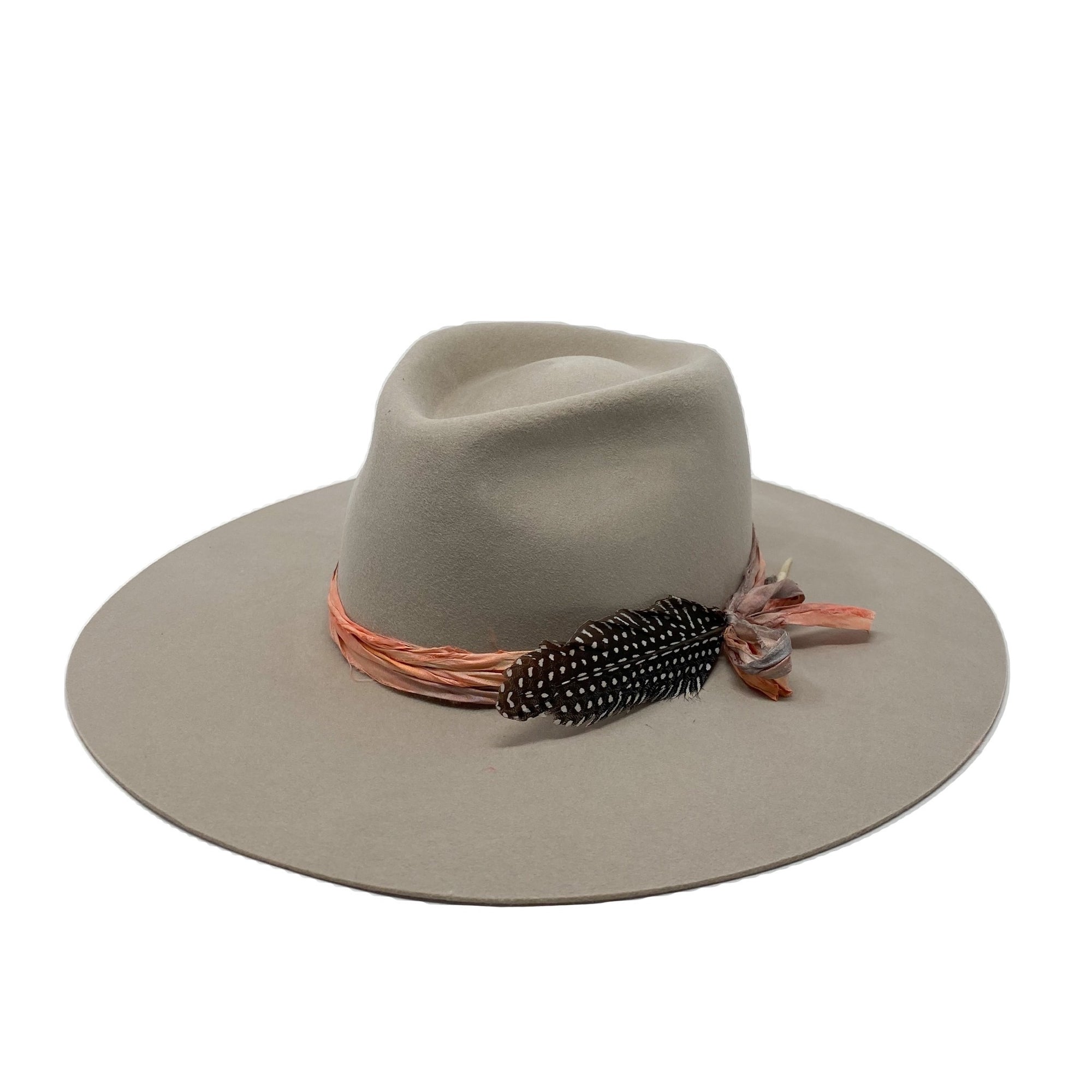 MONTANA  FEDORA WITH VINTAGE SILK WRAP IN ANTIQUE