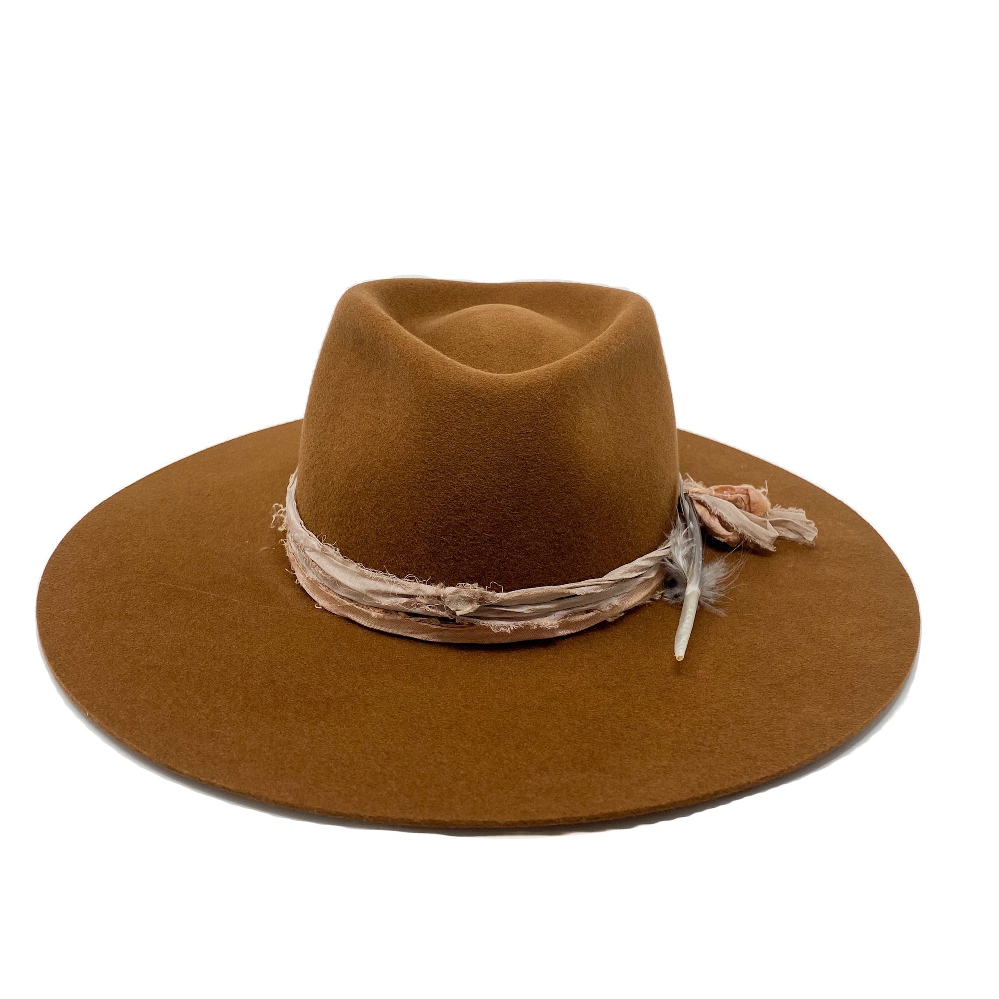 MONTANA FEDORA IN WHISKY with wrapped vintage silks