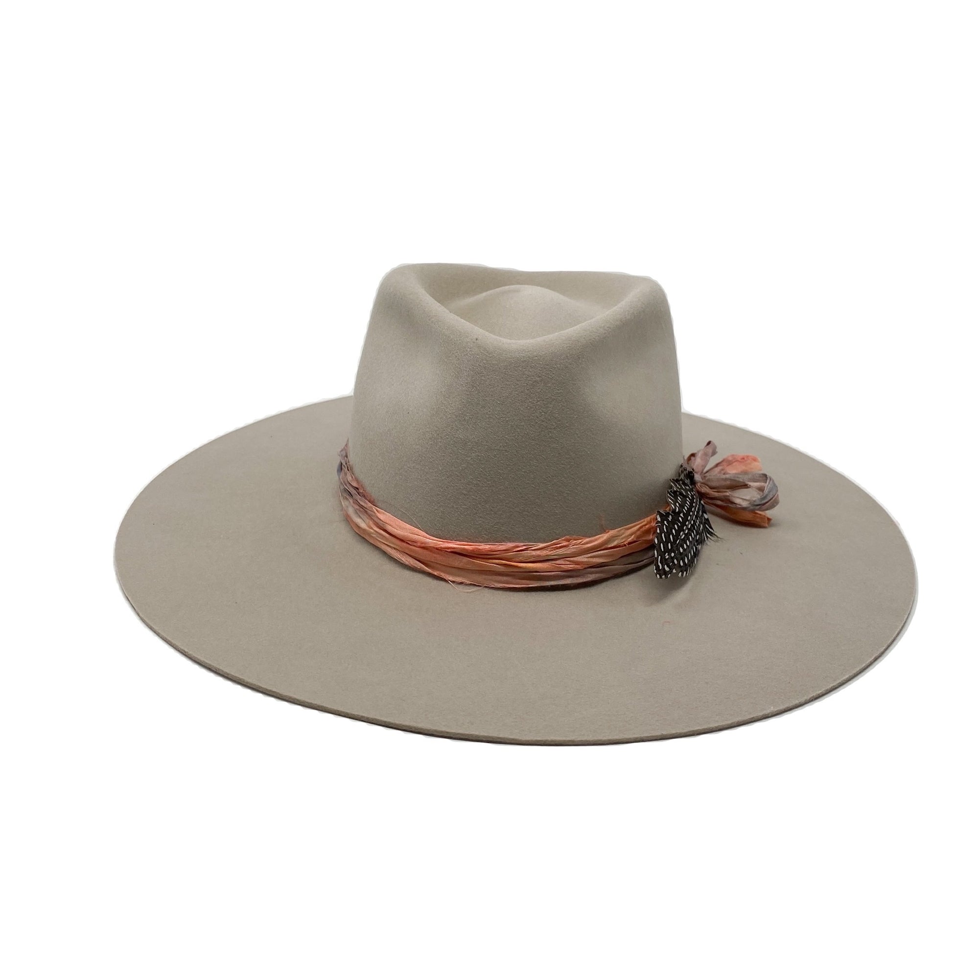 MONTANA  FEDORA WITH VINTAGE SILK WRAP IN ANTIQUE