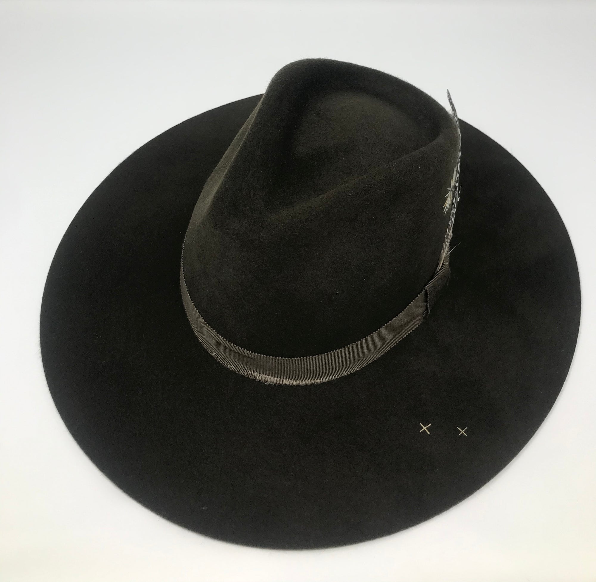 VERONA FEDORA in OLIVE WITH EMBROIDERY
